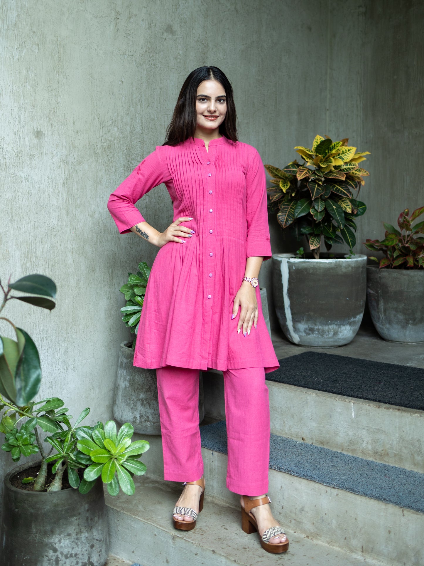 Handloom pleated Tunic-pant