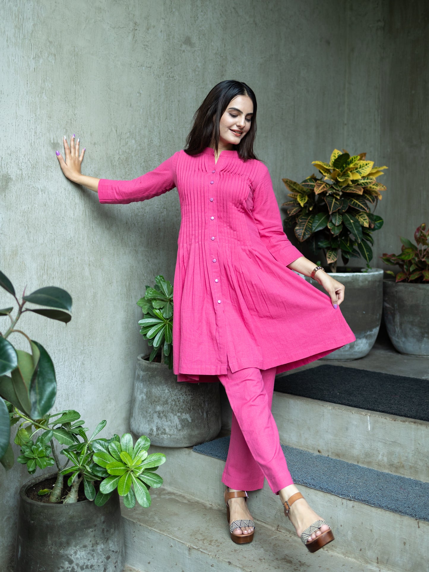 Handloom pleated Tunic-pant