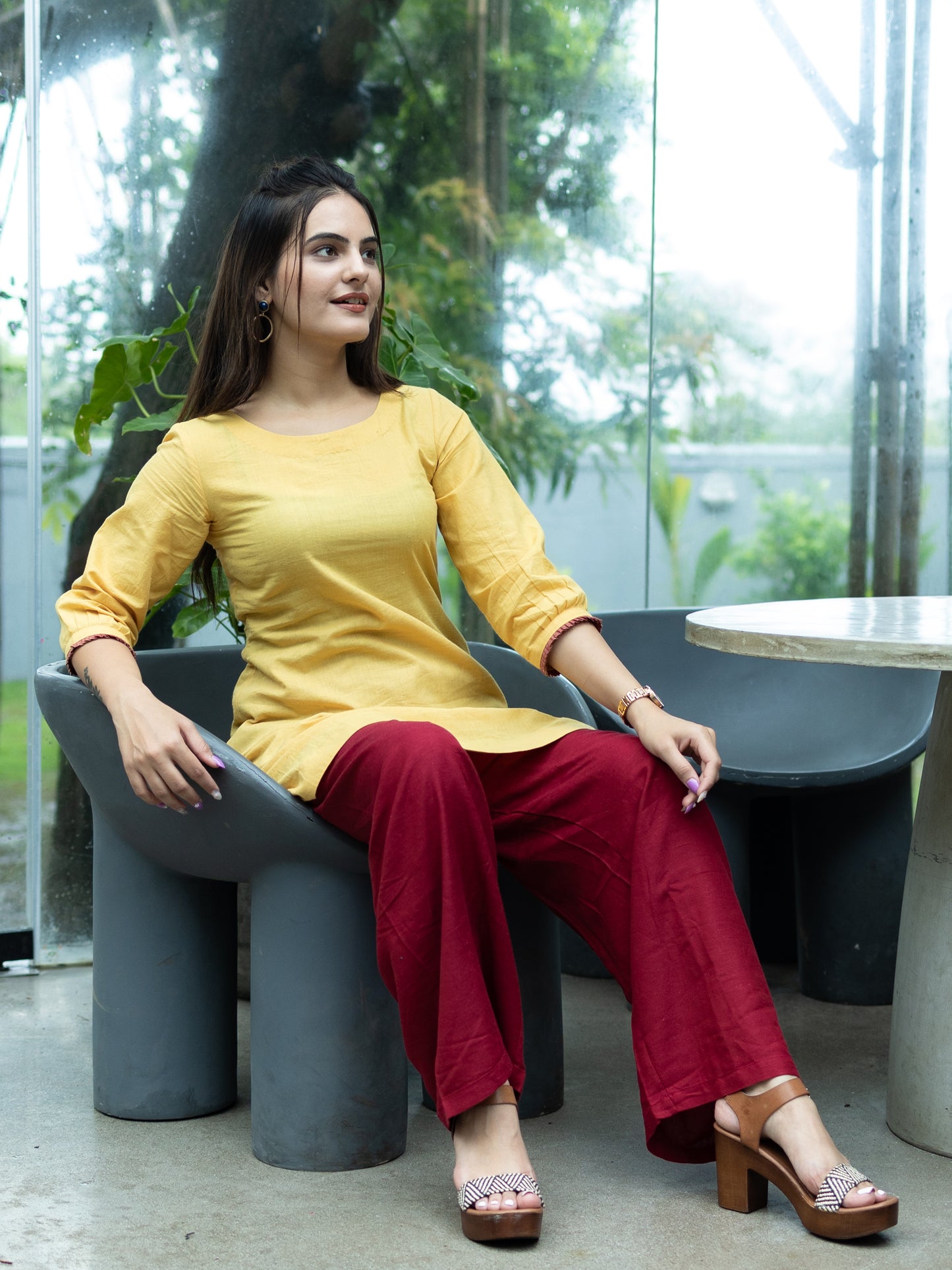 Handloom Casual Tunic-Yellow