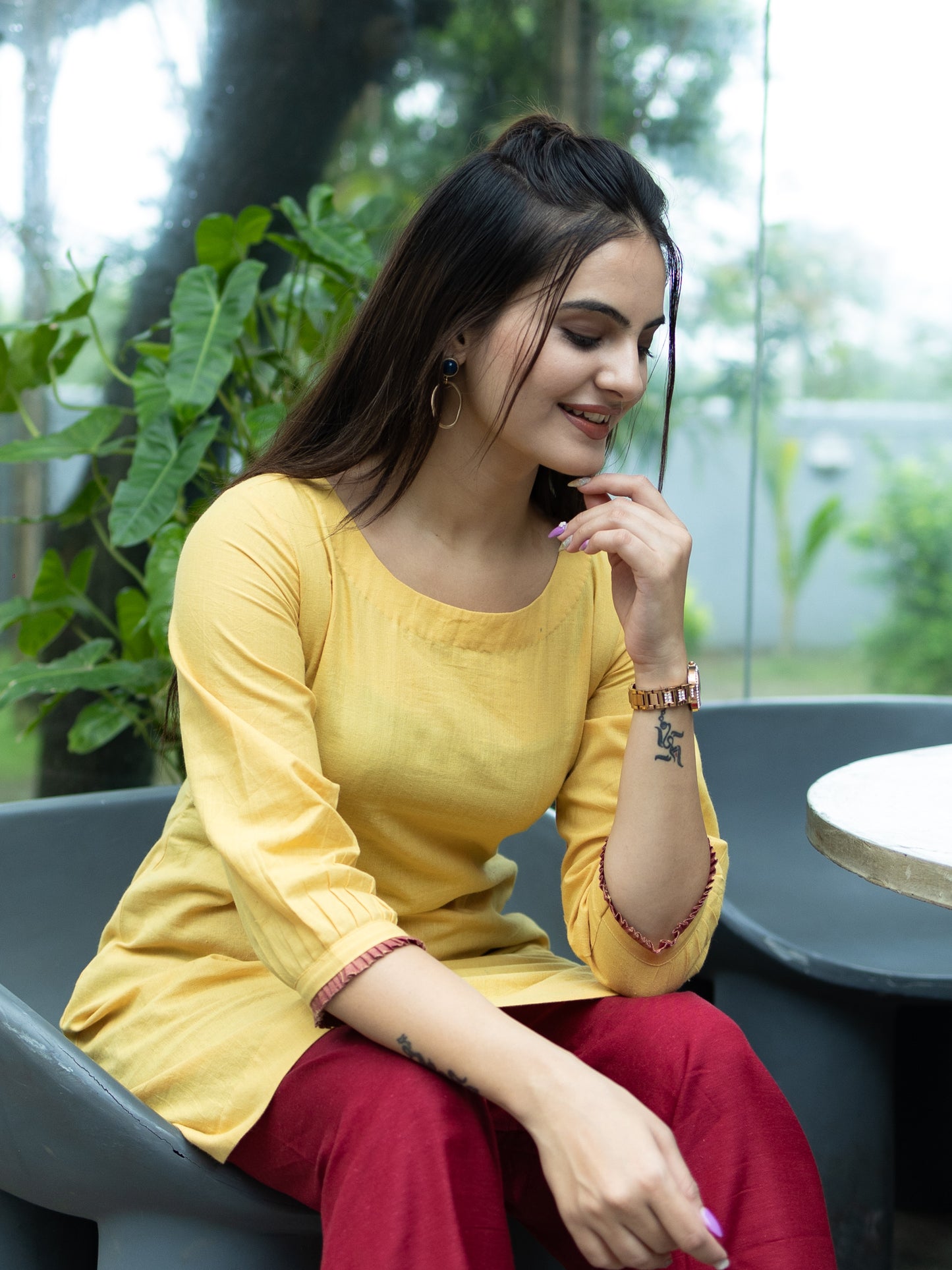 Handloom Casual Tunic-Yellow