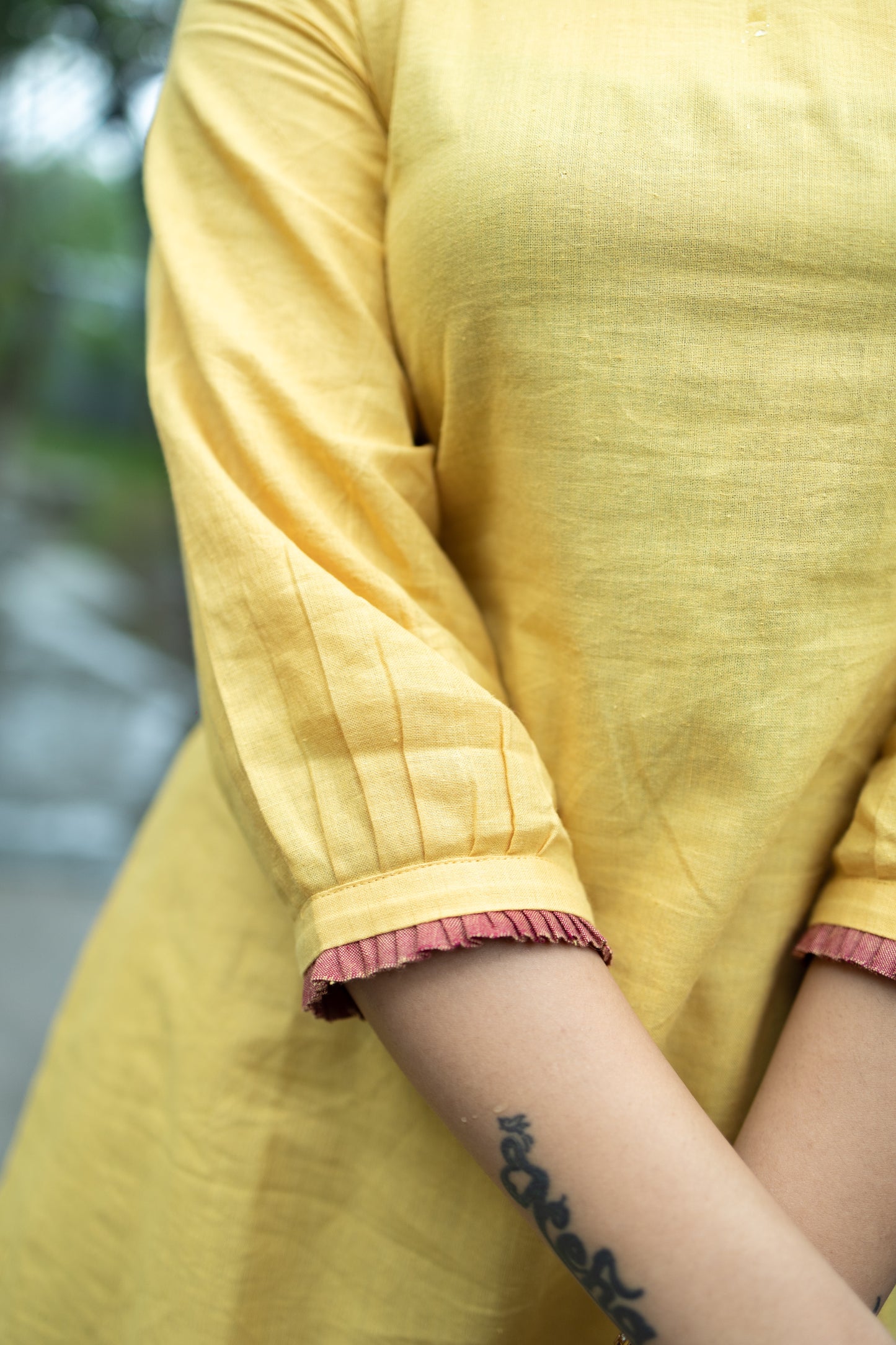 Handloom Casual Tunic-Yellow