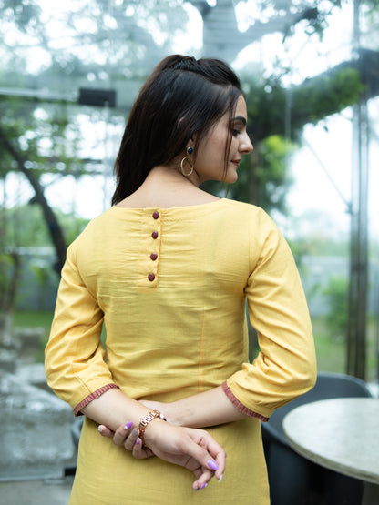 Handloom Casual Tunic-Yellow