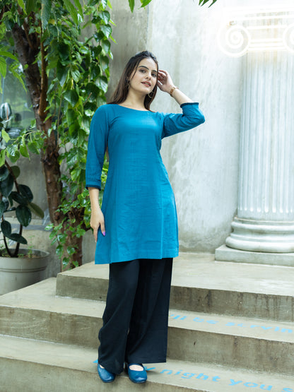 Handloom Casual Tunic-Teal